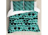 Set Copripiumino Abakuhaus Hipster Per Letti Singoli, Baffi E Occhiali Manly, Antiacaro, Adatto A Chi Soffre Di Allergie, Con Federa, 155 Cm X 220 Cm - 80 X 80 Cm, Seafoam Coke Grey
