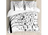 Abakuhaus Set Copripiumino Per Letti Singoli, Motivi Fluidi Uccelli, Antiacaro, Adatto A Chi Soffre Di Allergie, Con Federa, 155 Cm X 220 Cm - 80 X 80 Cm, Grigio Antracite Bianco