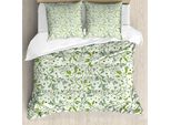 Abakuhaus Set Copripiumino Botanico Per Letti Singoli, Motivi Primaverili Del Bosco, Antiacaro, Adatto A Chi Soffre Di Allergie, Con Federa, 155 Cm X 220 Cm - 80 X 80 Cm, Verde Pallido
