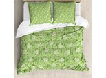 Abakuhaus Set Copripiumino Botanico Per Letti Singoli, Fiori Di Anthurium Teneri, Antiacaro, Adatto A Chi Soffre Di Allergie, Con Federa, 200 Cm X 200 Cm - 80 X 80 Cm, Verde Pallido