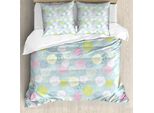 Set Copripiumino Abakuhaus Per Letti Singoli, Fiori Rosa Color Pastello, Antiacaro, Adatto A Chi Soffre Di Allergie, Con Federa, 155 Cm X 220 Cm - 80 X 80 Cm, Azzurro E Multicolore