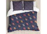 Set Copripiumino Abakuhaus Per Letti Singoli, Stile Ombrelli Diagonali Drops, Antiacaro, Adatto A Chi Soffre Di Allergie, Con Federa, 155 Cm X 220 Cm - 80 X 80 Cm, Dark Indigo Multicolor