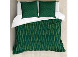 Abakuhaus Set Copripiumino Per Letti Singoli, Foglie Esotiche Tropic Hawaii, Antiacaro, Adatto A Chi Soffre Di Allergie, Con Federa, 155 Cm X 220 Cm - 80 X 80 Cm, Verde Scuro