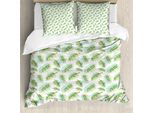 Abakuhaus Set Copripiumino Botanico Per Letti Singoli, Tropical Aquarell Palm, Antiacaro, Adatto A Chi Soffre Di Allergie, Con Federa, 155 Cm X 220 Cm - 80 X 80 Cm, Verde Pallido Vermiglio