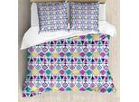Abakuhaus Set Copripiumino Tribale Per Letti Singoli, Tende, Antiacaro, Adatto A Chi Soffre Di Allergie, Con Federa, 155 Cm X 220 Cm - 80 X 80 Cm, Multicolore