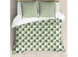 Abakuhaus Set Copripiumino Geometrico Per Letti Singoli, Triangoli E Quadrati, Antiacaro, Adatto A Chi Soffre Di Allergie, Con Federa, 200 Cm X 200 Cm - 80 X 80 Cm, Verde Chiaro Verde Reseda