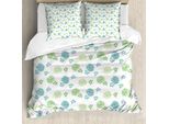 Abakuhaus Set Copripiumino Per Letti Singoli, Fiori E Foglie Di Rosa Artificiali, Antiacaro, Adatto A Chi Soffre Di Allergie, Con Federa, 200 Cm X 200 Cm - 80 X 80 Cm, Verde Ardesia-Blu