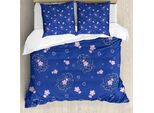 Abakuhaus Set Copripiumino Per Letti Singoli, Uova Di Pasqua, Cuori Floreali, Antiacaro, Adatto A Chi Soffre Di Allergie, Con Federa, 155 Cm X 220 Cm - 80 X 80 Cm, Viola Rosa Baby