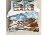 Abakuhaus Set Copripiumino Per Letto Singolo, Snowy Montagne E Lago, Antiacaro, Adatto A Chi Soffre Di Allergie, Con Federa, 200 Cm X 200 Cm - 80 X 80 Cm, Verde Avocado Marrone