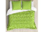 Abakuhaus Set Copripiumino Per Letti Singoli, Motivi Floreali Semplici, Antiacaro E Anallergico Con Federa, 155 Cm X 220 Cm - 80 X 80 Cm, Verde Lime E Bianco