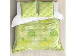 Set Copripiumino Abakuhaus Per Letti Singoli, Motivo A Foglie Ripetuto, Antiacaro, Adatto A Chi Soffre Di Allergie, Con Federa, 155 Cm X 220 Cm - 80 X 80 Cm, Multicolore