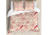 Abakuhaus Set Copripiumino Per Letto Singolo, Motivo Floreale Vintage, Antiacaro E Anallergico, Con Federa, 155 Cm X 220 Cm - 80 X 80 Cm, Color Guscio D'uovo E Vermiglio