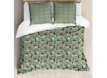 Abakuhaus Set Copripiumino Pasquale Per Letti Singoli, Coniglietti Di Cioccolato, Uova E Tulipani, Antiacaro, Adatto A Chi Soffre Di Allergie, Con Federa, 200 Cm X 200 Cm - 80 X 80 Cm, Verde Alloro Multicolore