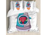 Abakuhaus Set Copripiumino Extraterrestre Per Letti Singoli, Creatura In Un Razzo Spaziale, Antiacaro, Adatto A Chi Soffre Di Allergie, Con Federa, 200 Cm X 200 Cm - 80 X 80 Cm, Multicolore