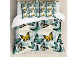 Abakuhaus Set Copripiumino Per Letto Singolo, Silhouette Floreali E Falene, Antiacaro E Anallergico, Con Federa, 155 Cm X 220 Cm - 80 X 80 Cm, Multicolore Guscio D'uovo