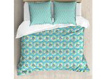 Abakuhaus Set Copripiumino Per Letto Singolo, Fiori Infantili, Antiacaro, Adatto A Chi Soffre Di Allergie, Con Federa, 155 Cm X 220 Cm - 80 X 80 Cm, Blu Cielo Profondo Multicolore