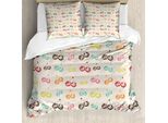 Abakuhaus Set Copripiumino Ciliegia Per Letti Singoli, Alimenti Biologici Freschi E Colorati, Antiacaro, Adatto A Chi Soffre Di Allergie, Con Federa, 200 Cm X 200 Cm - 80 X 80 Cm, Pale Eggshell Multicolor