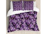 Set Copripiumino Abakuhaus Per Letti Singoli, Pinsel Sommer Flora, Antiacaro, Adatto A Chi Soffre Di Allergie, Con Federa, 200 Cm X 200 Cm - 80 X 80 Cm, Grigio Viola