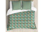 Set Copripiumino Abakuhaus Mosaik Per Letti Singoli, Triangoli E Quadrati Delicati, Antiacaro, Adatto A Chi Soffre Di Allergie, Con Federa, 200 Cm X 200 Cm - 80 X 80 Cm, Multicolore