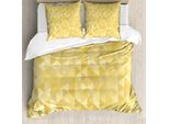 Set Copripiumino Abakuhaus Per Letti Singoli, Triangoli Monocromatici Pastello, Antiacaro, Adatto A Chi Soffre Di Allergie, Con Federa, 200 Cm X 200 Cm - 80 X 80 Cm, Giallo Senape