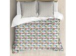 Abakuhaus Set Copripiumino Per Letti Singoli, Colorful Spring Botanical, Antiacaro, Adatto A Chi Soffre Di Allergie, Con Federa, 200 Cm X 200 Cm - 80 X 80 Cm, Multicolore Grigio Antracite