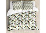 Abakuhaus Set Copripiumino Esotico Per Letti Singoli, Tucani Su Flora Tropicale, Antiacaro, Adatto A Chi Soffre Di Allergie, Con Federa, 155 Cm X 220 Cm - 80 X 80 Cm, Multicolore
