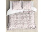 Abakuhaus Set Copripiumino Per Letto Singolo, Delicati Fiori Selvatici, Antiacaro, Adatto A Chi Soffre Di Allergie, Con Federa, 200 Cm X 200 Cm - 80 X 80 Cm, Grigio, Rosa E Avorio