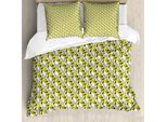 Set Copripiumino Abakuhaus Per Letti Singoli, Design Moderno Poligonale, Antiacaro, Adatto A Chi Soffre Di Allergie, Con Federa, 155 Cm X 220 Cm - 80 X 80 Cm, Giallo Coke Grigio
