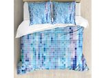Set Copripiumino Abakuhaus Per Letti Singoli, Motivo Astratto A Piccoli Quadrati, Antiacaro, Adatto A Chi Soffre Di Allergie, Con Federa, 200 Cm X 200 Cm - 80 X 80 Cm, Blu Cielo Profondo Multicolore