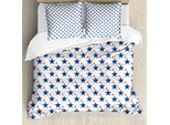 Abakuhaus Set Copripiumino Per Letti Singoli, American Patriotic, Antiacaro, Adatto A Chi Soffre Di Allergie, Con Federa, 155 Cm X 220 Cm - 80 X 80 Cm, Bianco E Blu Cobalto