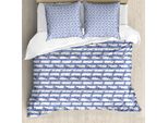 Abakuhaus Entomologia Set Copripiumino Per Letti Singoli, Righe E Libellule, Antiacaro, Adatto A Chi Soffre Di Allergie, Con Federa, 155 Cm X 220 Cm - 80 X 80 Cm, Ceil Blu Viola Blu
