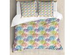 Abakuhaus Set Copripiumino Per Letti Singoli, Petali Colorati Bloom Kunst, Antiacaro, Adatto A Chi Soffre Di Allergie, Con Federa, 200 Cm X 200 Cm - 80 X 80 Cm, Multicolore Guscio D'uovo