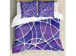 Set Copripiumino Abakuhaus Per Letti Singoli, Vetrate Moderne, Antiacaro, Adatto A Chi Soffre Di Allergie, Con Federa, 155 Cm X 220 Cm - 80 X 80 Cm, Viola, Blu, Bianco
