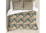 Abakuhaus Set Copripiumino Tropicale Per Letti Singoli, Fiori Esotici Dettagliati, Antiacaro, Adatto A Chi Soffre Di Allergie, Con Federa, 200 Cm X 200 Cm - 80 X 80 Cm, Multicolore