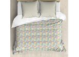 Set Copripiumino Abakuhaus Per Letti Singoli, Tonalità Pastello Quirky Asymmetry, Antiacaro, Adatto A Chi Soffre Di Allergie, Con Federa, 155 Cm X 220 Cm - 80 X 80 Cm, Beige Multicolore