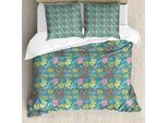 Abakuhaus Set Copripiumino Per Letto Singolo, Hipster Animal Wise Bird, Antiacaro, Adatto A Chi Soffre Di Allergie, Con Federa, 155 Cm X 220 Cm - 80 X 80 Cm, Dark Seafoam Multicolor