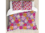 Abakuhaus Set Copripiumino Per Letti Singoli, Fiori E Cuori, Antiacaro, Adatto A Chi Soffre Di Allergie, Con Federa, 155 Cm X 220 Cm - 80 X 80 Cm, Malva Arancione