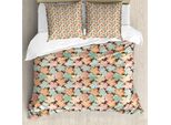 Set Copripiumino Abakuhaus Autunnale Per Letti Singoli, Silhouette Di Foglie Stagionali, Antiacaro, Adatto A Chi Soffre Di Allergie, Con Federa, 155 Cm X 220 Cm - 80 X 80 Cm, Multicolore