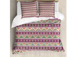 Abakuhaus Set Copripiumino Azteco Per Letti Singoli, Motivo Etnico Orizzontale, Antiacaro E Anallergico, Con Federa, 155 Cm X 220 Cm - 80 X 80 Cm, Multicolore