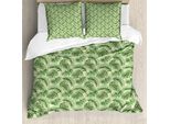 Abakuhaus Set Copripiumino Esotico Per Letti Singoli, Fogliame Della Giungla Luau Vibes, Antiacaro, Adatto A Chi Soffre Di Allergie, Con Federa, 200 Cm X 200 Cm - 80 X 80 Cm, Verde Felce, Verde Pastello