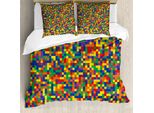 Copripiumino Abakuhaus Mosaik, Vivid Motley Pixel, Antiacaro, Adatto A Chi Soffre Di Allergie, Con Federe, 155 Cm X 220 Cm - 80 X 80 Cm, Multicolore