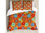 Abakuhaus Set Copripiumino Per Letti Singoli, Motivo Astratto Colorato, Antiacaro, Adatto A Chi Soffre Di Allergie, Con Federa, 200 Cm X 200 Cm - 80 X 80 Cm, Arancione Bruciato Multicolore