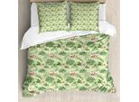 Set Copripiumino Abakuhaus Per Letti Singoli, Foglie E Fiori Vari, Antiacaro, Adatto A Chi Soffre Di Allergie, Con Federa, 200 Cm X 200 Cm - 80 X 80 Cm, Crema Multicolore