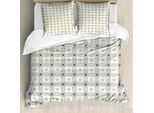 Abakuhaus Set Copripiumino Geometrico Per Letti Singoli, Thin Line Art Modern Grid, Antiacaro, Adatto A Chi Soffre Di Allergie, Con Federa, 155 Cm X 220 Cm - 80 X 80 Cm, Avorio Grigio Antracite