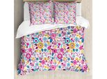 Abakuhaus Set Copripiumino Per Letti Singoli, Motivi Floreali Colorati, Antiacaro, Adatto A Chi Soffre Di Allergie, Con Federa, 200 Cm X 200 Cm - 80 X 80 Cm, Multicolore