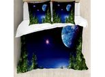 Abakuhaus Set Copripiumino Per Letto Singolo, Notte Cosmica Pino, Antiacaro Adatto A Chi Soffre Di Allergie Con Federa, 200 Cm X 200 Cm - 80 X 80 Cm, Verde Multicolore