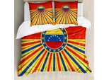 Abakuhaus Venezuela Set Copripiumino Per Letti Singoli, Design Vintage Con Poster Vintage, Antiacaro, Adatto A Chi Soffre Di Allergie, Con Federa, 200 Cm X 200 Cm - 80 X 80 Cm, Vermiglio Lavanda Scuro
