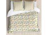 Abakuhaus Set Copripiumino Per Letto Singolo Philodendron, Fogliame Tropic Jungle, Antiacaro, Adatto A Chi Soffre Di Allergie, Con Federa, 155 Cm X 220 Cm - 80 X 80 Cm, Azzurro Pallido E Tortora Chiaro