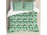 Abakuhaus Set Copripiumino Per Letto Singolo Philodendron, Fogliame Della Giungla, Antiacaro, Adatto A Chi Soffre Di Allergie, Con Federa, 200 Cm X 200 Cm - 80 X 80 Cm, Verde Cacciatore Verde Felce