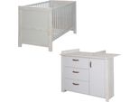 Set Per Cameretta Roba "Mila"", Incl. Lettino Per Neonati/Bambini 70 X 140 Cm E Fasciatoio, Grigio"